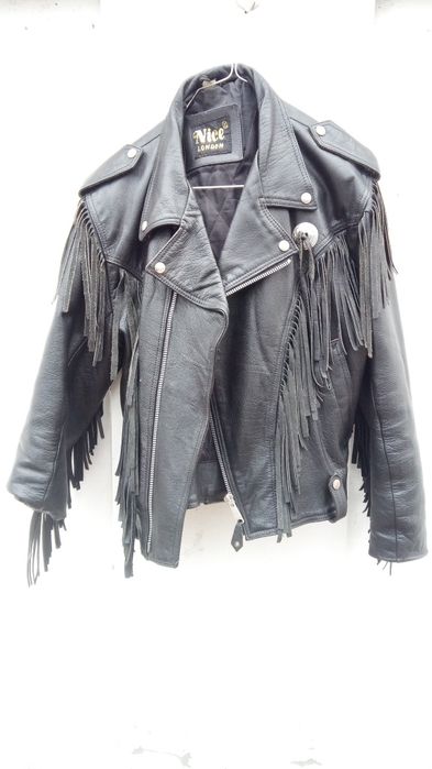 Skóra kurtka frędzle ramoneska Nice London