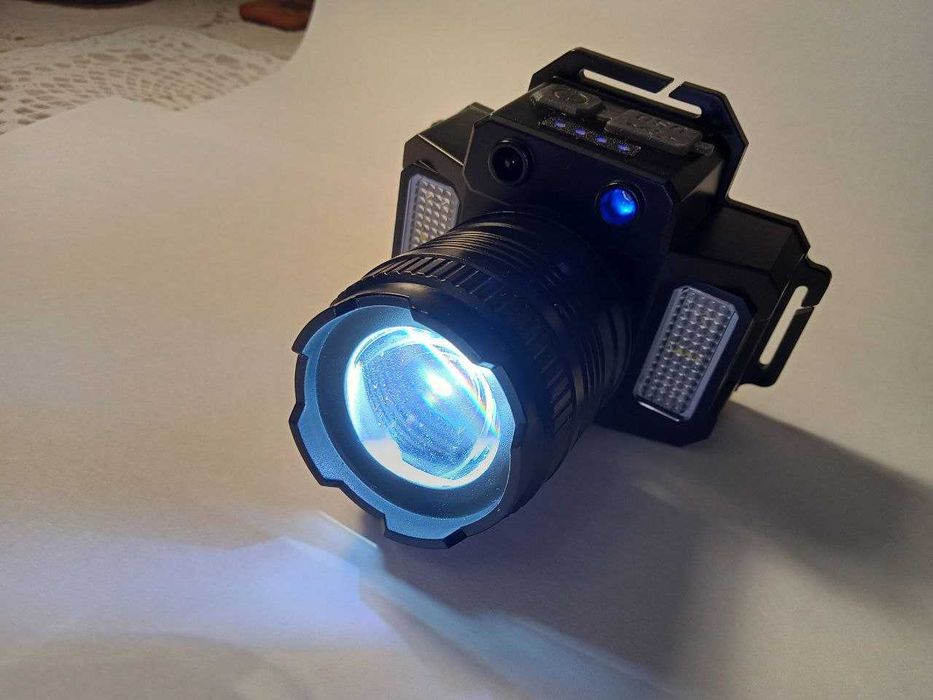 Фонарик налобный, аккумуляторный, светодиодный, очень яркий