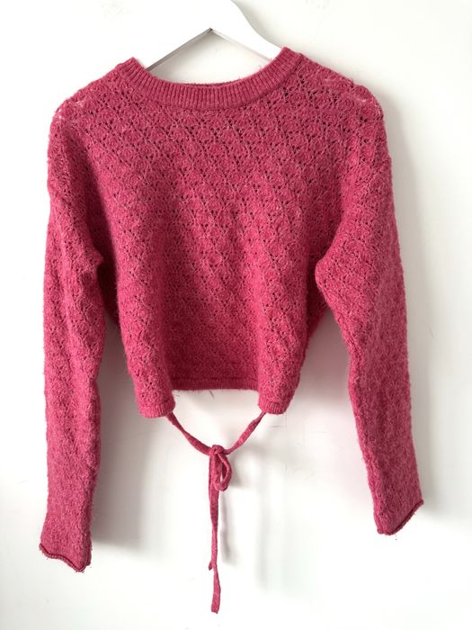ZARA ażurowy sweterek z domieszką wełny Cropped