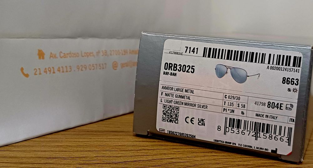 Ray Ban Aviator Gun Metal Mirror Originais e Novos