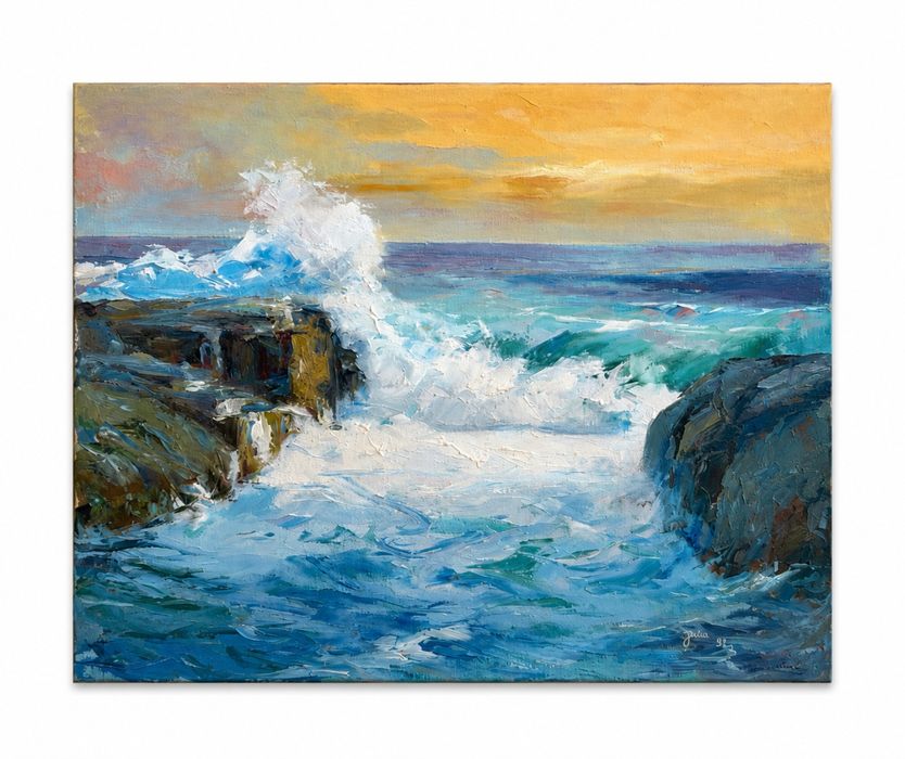 Pintura - Jusa (século XX) - Marinha 1997 (assinada)