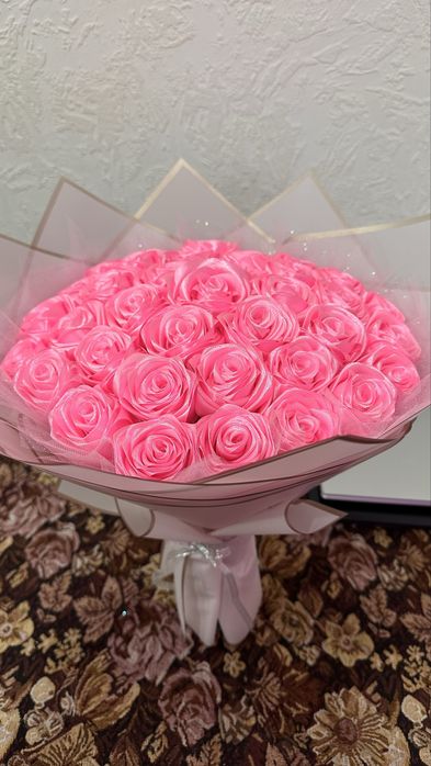 В НАЛИЧИИ! Букет роз из атласной ленты