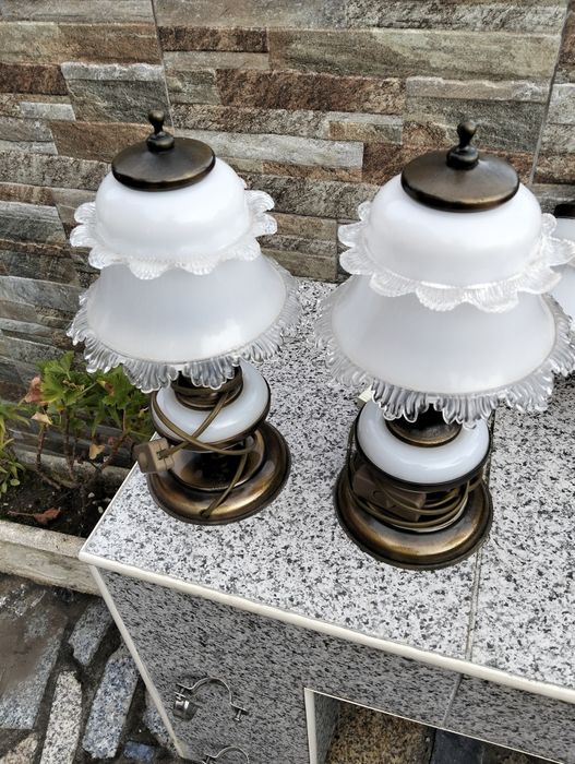 Conjunto de Candeeiros em latão e copos em resina