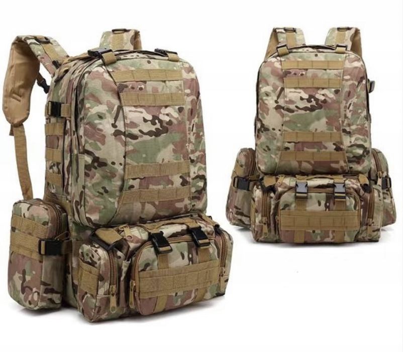 Тактический Штурмовой Военный Рюкзак с тремя подсумками на 50-60литров