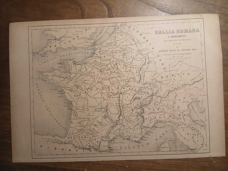 Mapa Gallia Romana e Independente (Final do Séc. XIX, Início Séc XX.)