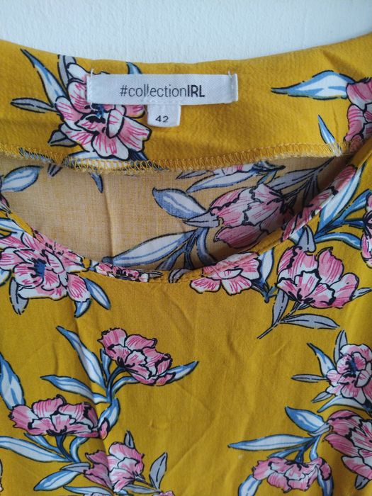 Vestido Amarelo Floral, fluido e elegante - #collectionIRL - Tam. 42 (XL)
