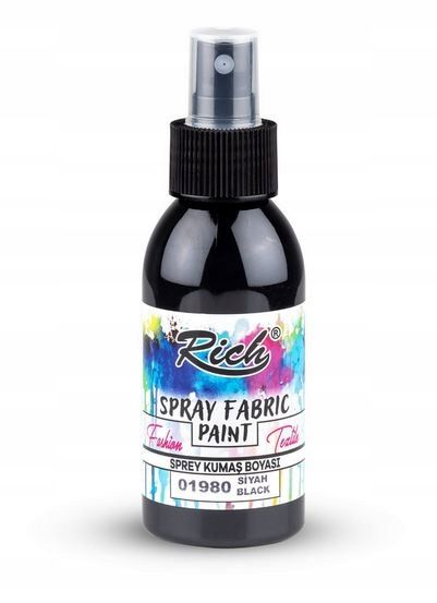 FARBA do tkanin SPRAY CZARNA Rich ubrań koszulek tekstyliów BLACK farb