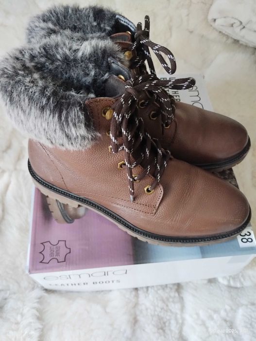 Buty skórzane, zimowe, damskie , r.38-sprzedam