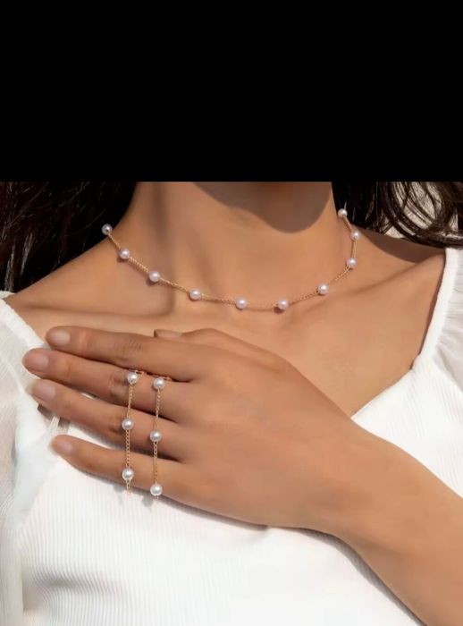 Набір прикрас,вечірній комплект.Намисто ( чокер)+ сережки