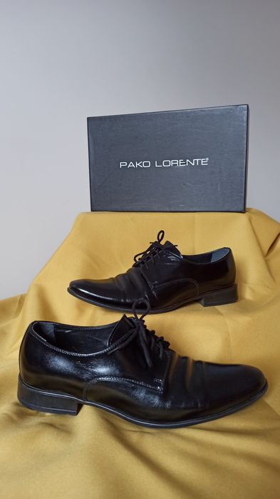 Pako lorente czarne buty eleganckie męskie wizytowe półbuty pantofle