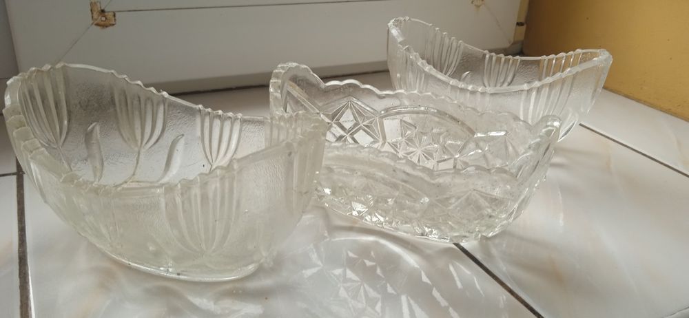 3 kryształowe łódeczki z PRLu