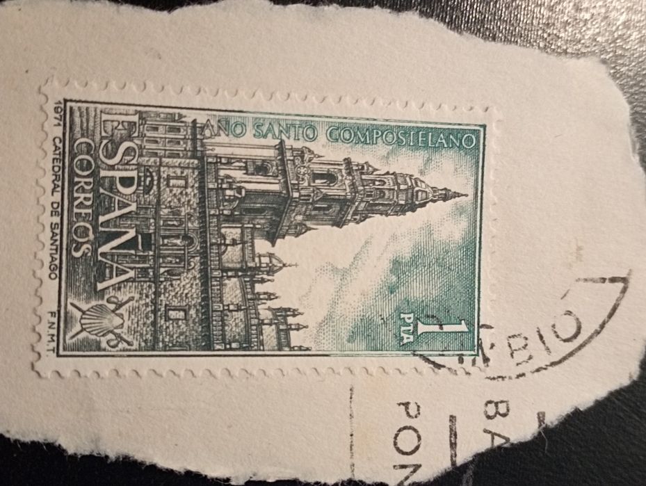 2 selos de 1 peseta PTA Espanha	1970 e 1971