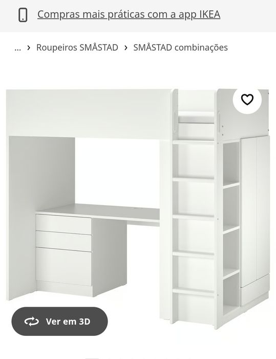 Cama alta com secretária