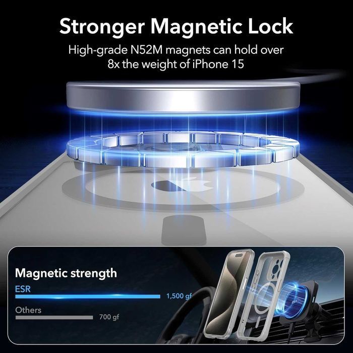 ESR Armor Halolock MagSafe etui 360 do iPhone 15 Pro 1x szkło aparat