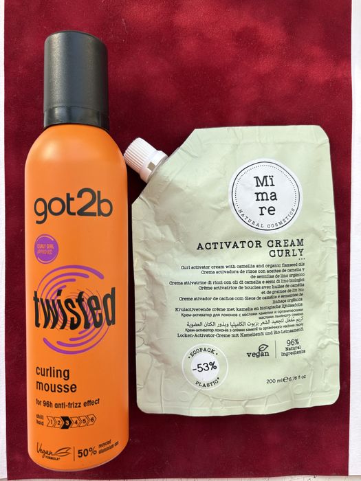 Набір для кучерявого методу: крем Mimare, пінка got2b Twisted Curling Mousse