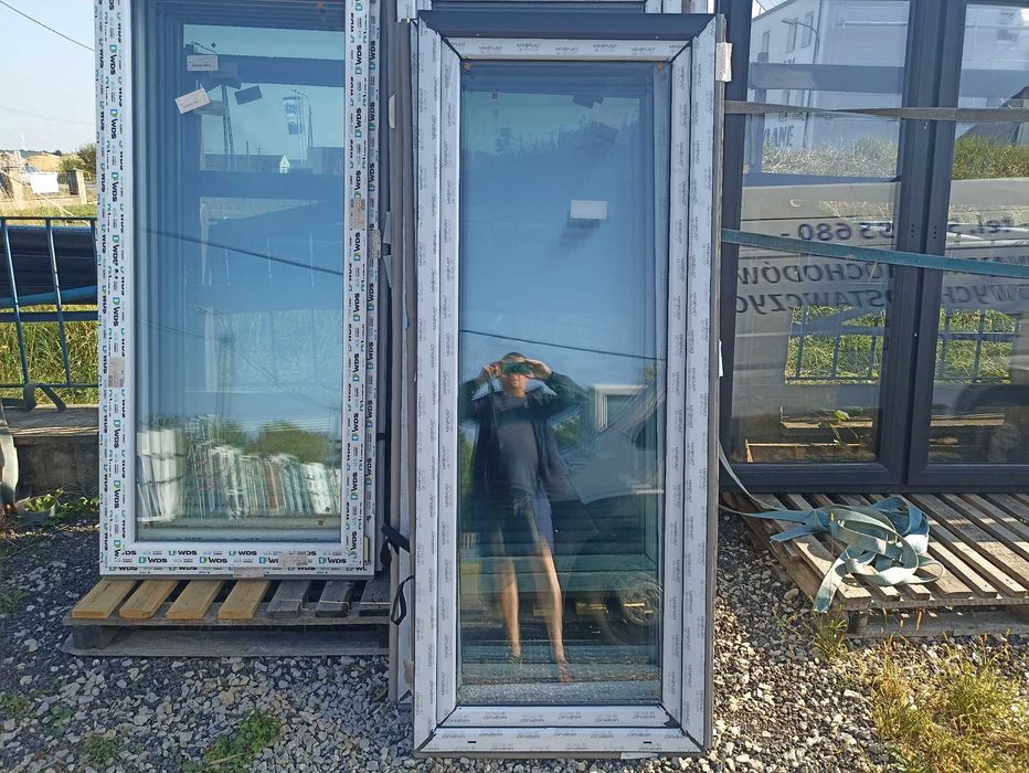 Okno pcv balkonowe 80/200 antracyt