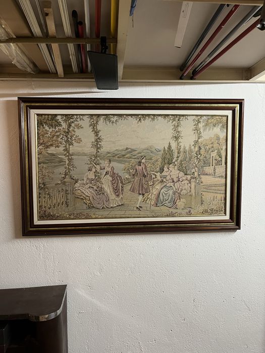 Quadro tapecaria emoldurado  estilo gobelin vintage