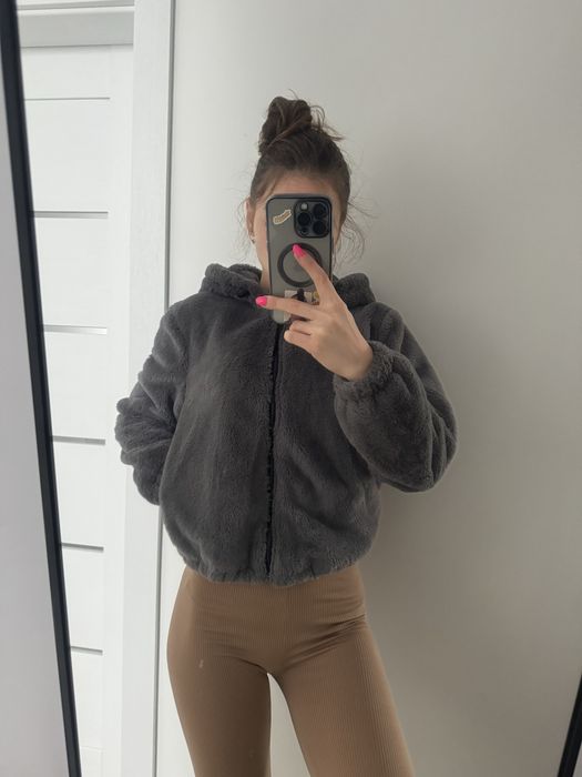 Kurtka bomberka szara miś z kapturem Primark