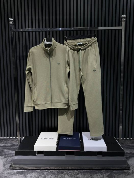 Чоловічий Мужской Спортивний костюм  Lacoste  колір хакі та чорний