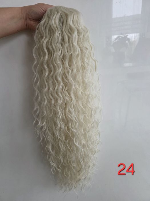Kucyk doczepiany na siatce, Arielka 70cm, kolor platyna. Włos bioproteinowy-termiczny. Jakość premium!