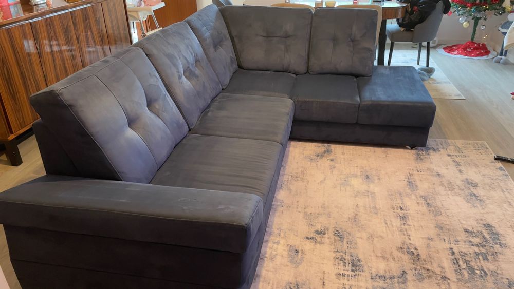 Sofá Chaise-long Azul - lavável e anti-danos