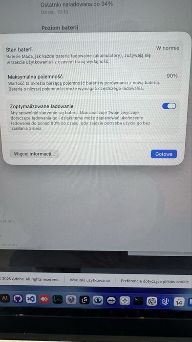 Macbook air m2 13.6 8/256 bardzo dobry stan, Pudełko + kabel + ładowarka