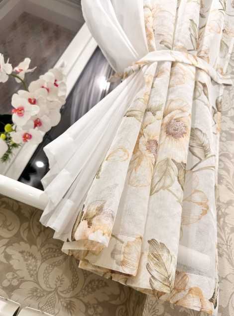 Коротка тюль штори льон 1.6м висота на кухню, арка, гардины батист