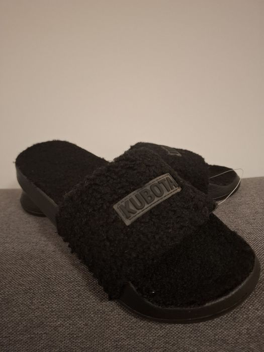Klapki kubota 39 z wkładką baranek czarne