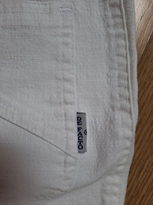 Spodnie damskie białe lato dzwony De facto S