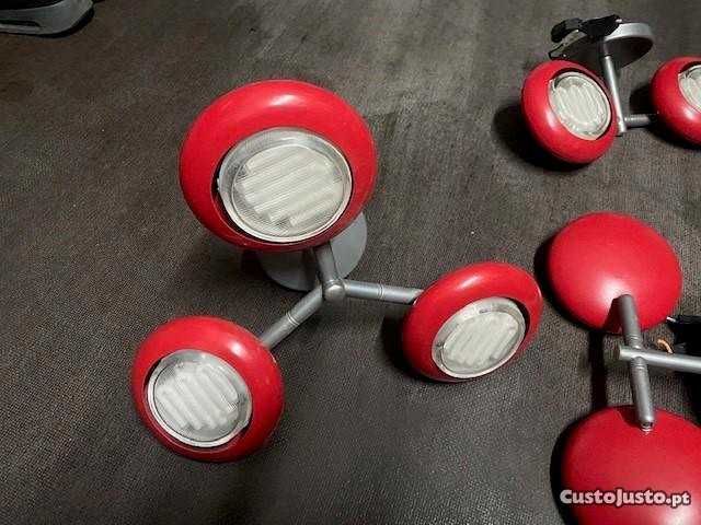 Conjunto de 3 candeeiros de parede de design vermelho - orientável