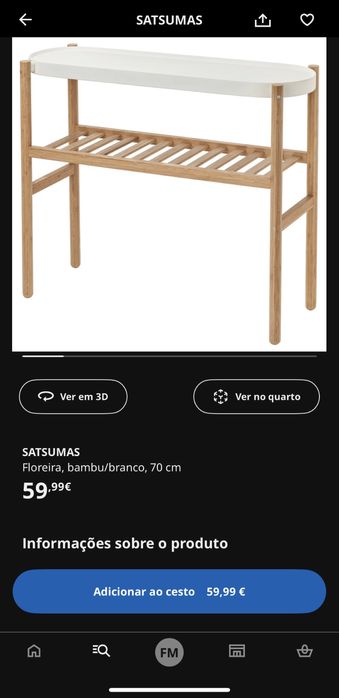 Floreira do Ikea, em óptimo estado de conservação (pés de bambu)