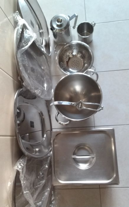 Lote Material Inox Hotelaria - Travessas, Cuba GN, Taças - NOVO