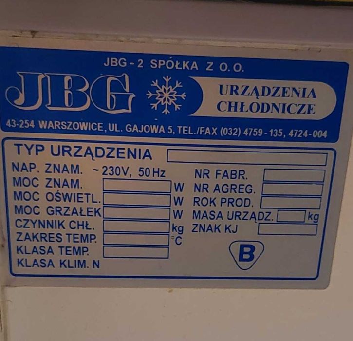 Lada chłodnicza JBG-2 witryna sklepowa gastronomiczna