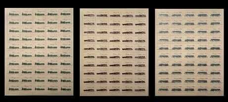 Série de 3 folhas de 50 selos novos -Caminho de Ferro em Portugal-1981
