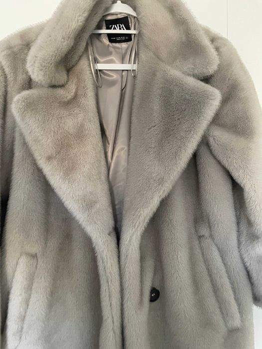 Futro ZARA Kolor Szary Nowe Bez Metki