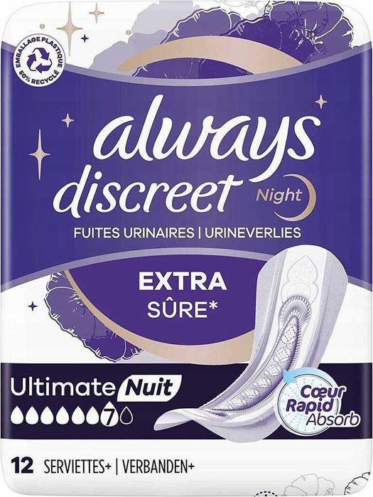Always Discreet Night 8 Podpaski 12 sztuk