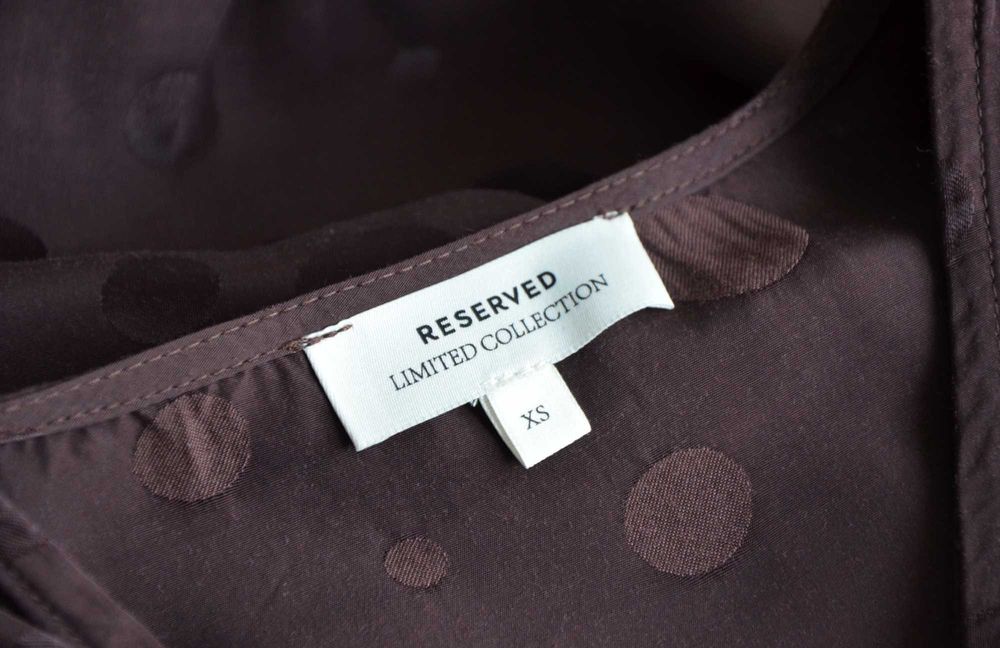 Reserved Limited Collection brązowa satynowa kopertowa bluzka 34 XS