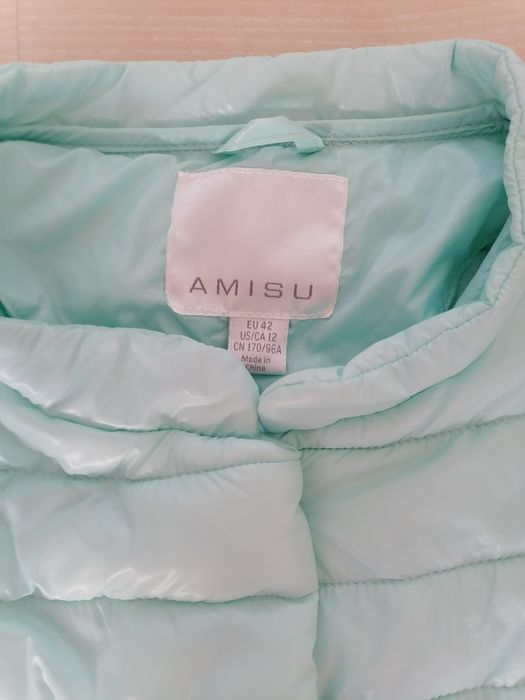 Amisu kurtka pikowana jesienna mięta L XL