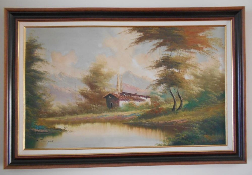 Grande e antigo quadro ORIGINAL, assinado por artista estrangeiro