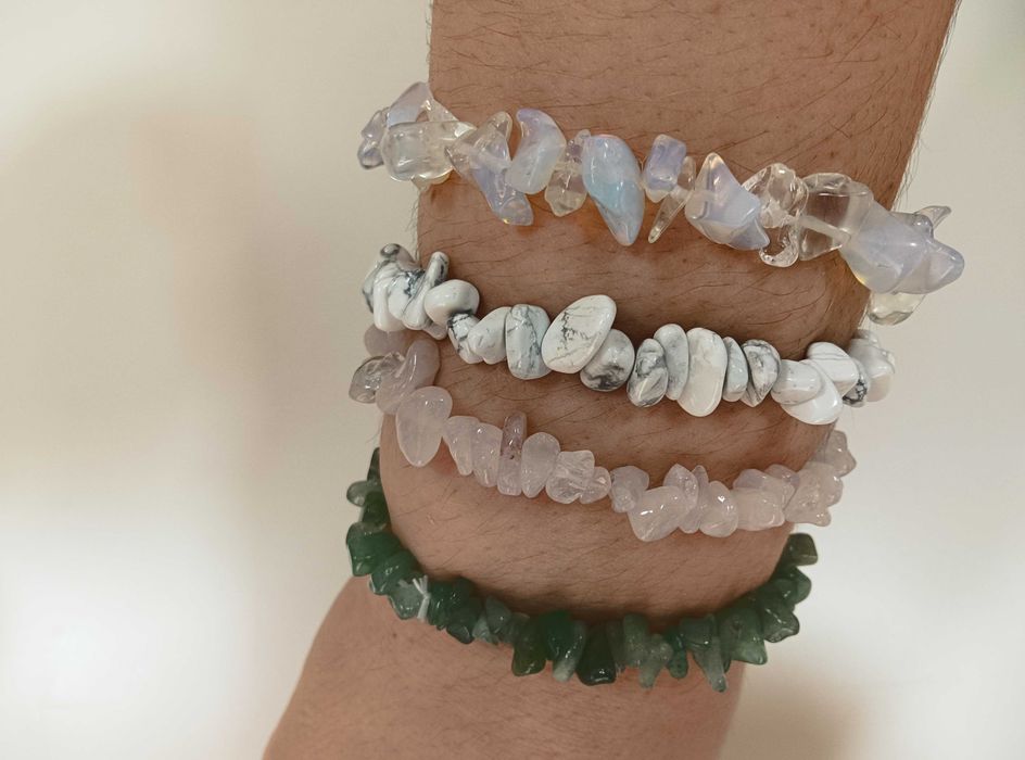 Pulseiras com Fragmentos de Gemas Naturais