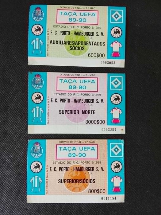 Bilhetes FC Porto Hamburger SV Taça UEFA 1989/90