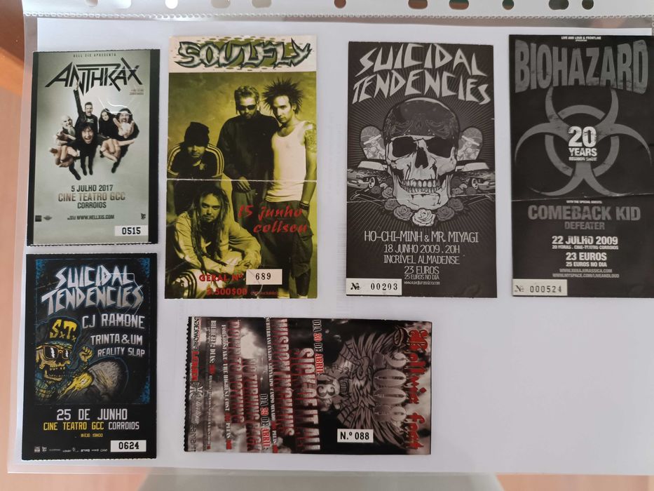 bilhetes de bandas colecionadores