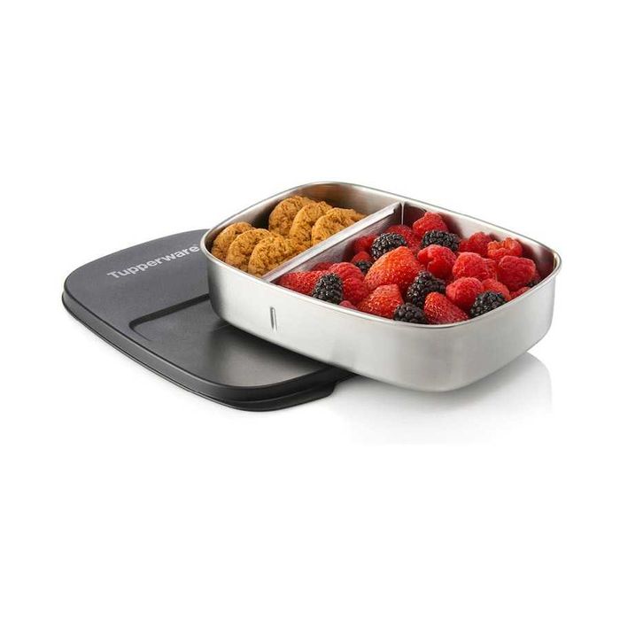 Snack Metálico com Divisória 700ml Tupperware Novo