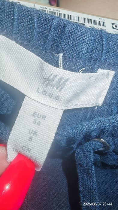 Spodenki szorty bermudy 36 h&m len wiskoza granatowe