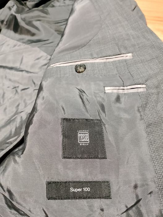 Szara Wełniana Marynarka Hugo Boss