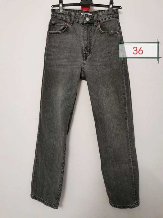 Jeansy szare straight Bershka