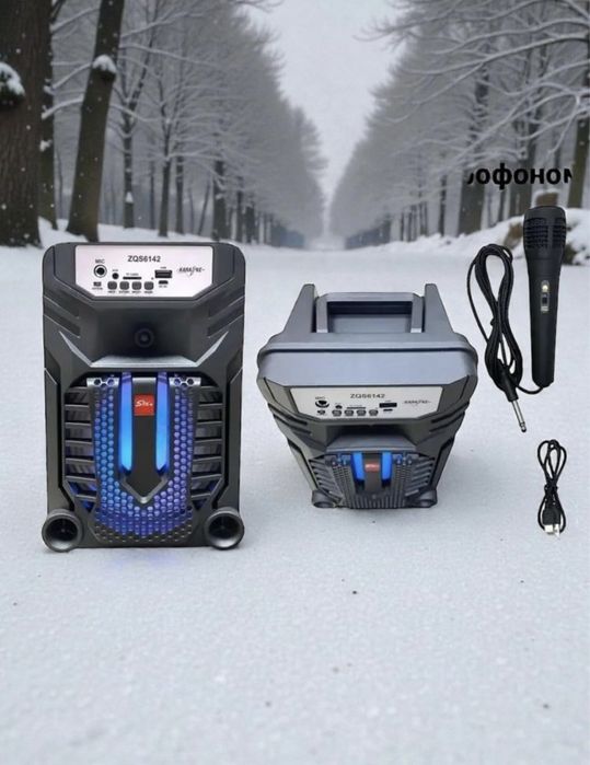 Безпровідна колонка з RGB-підсвічуванням і провідним мікрофоном