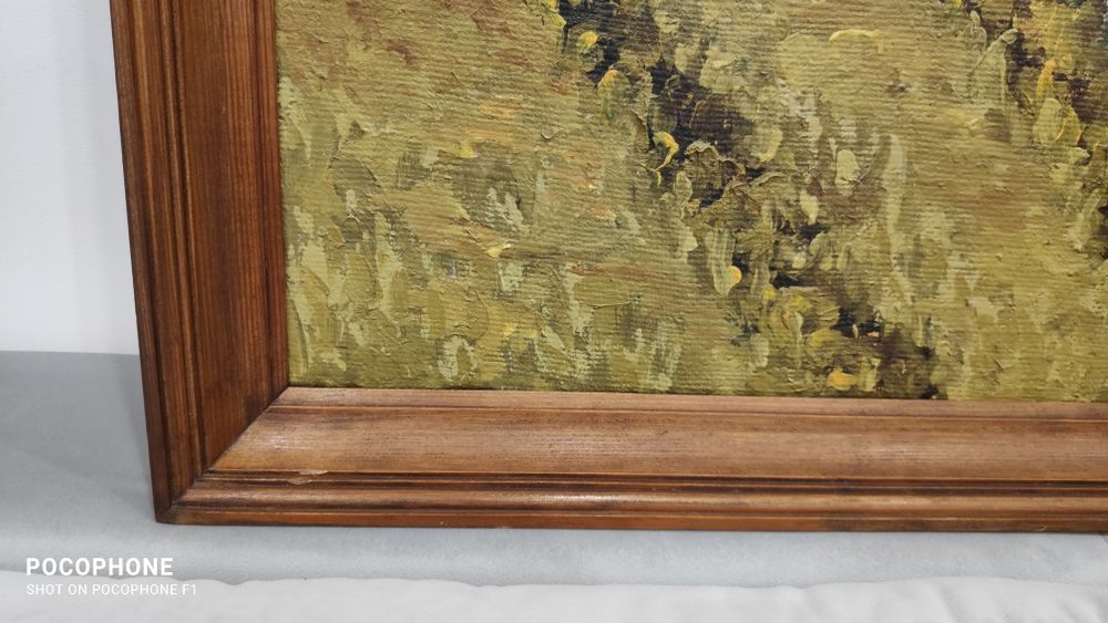 Duży obraz na płótnie w ramie 86x120 pejzaż PRL ponad 50 lat
