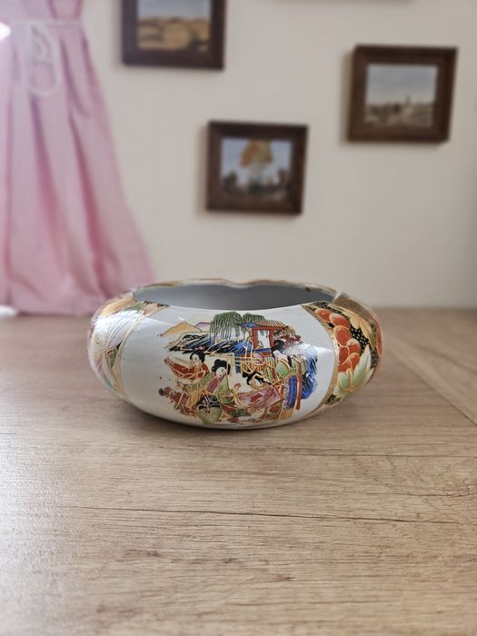 Stara porcelanowa popielniczka chińska japońska wzorki wschodnie