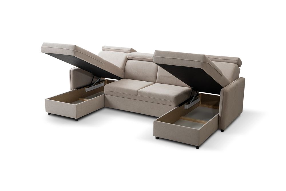 Narożnik BARCELO SYSTEM 282x165 - funkcja spania, 2 pojemniki, ruchome zagłówki